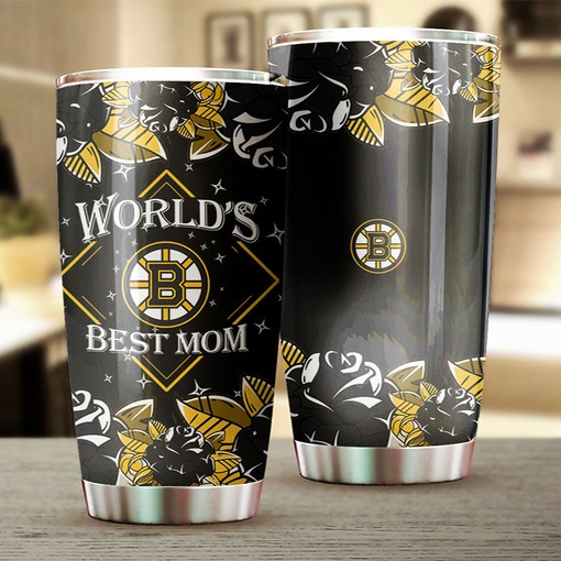 Give the World's Best Mom a Boston Bruins NHL Tumbler with Grunge Tumbler Design - Image 2