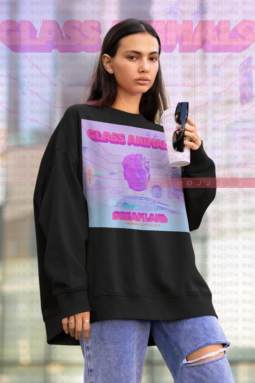Glass Animals Merch Sweatshirt: Heat Waves Viral Album with 90s Retro Style