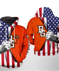 Go Full American with Bowling Green Falcons NCAA US Flag 3D Hoodie Featuring Custom All Over Print