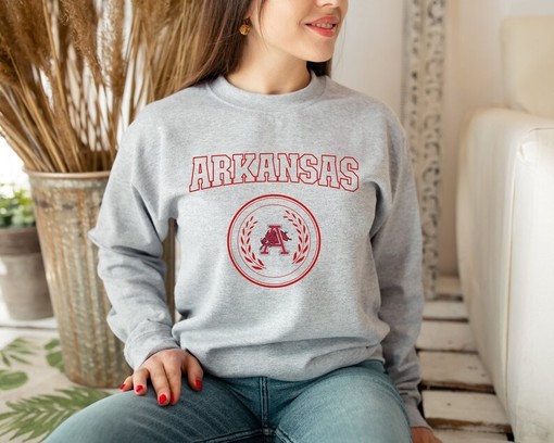 Go Hogs Sweater - University Of Arkansas Sweatshirt, Razorbacks Crewneck, Woo Pig Sooie Pullover, NCAA Shirts for Men