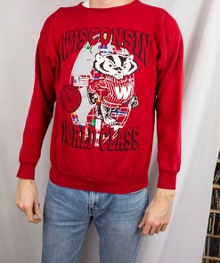 Go Retro with University of Wisconsin Badgers Madison Vaporwave Crewneck Sweatshirt