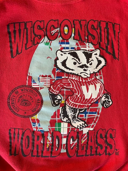 Go Retro with University of Wisconsin Badgers Madison Vaporwave Crewneck Sweatshirt - Image 2