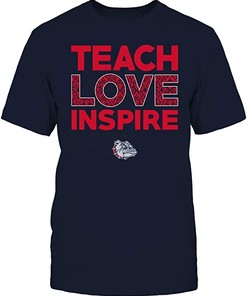 Gonzaga University Bulldogs Vintage Style Shirt with Peace Love Bulldogs Design
