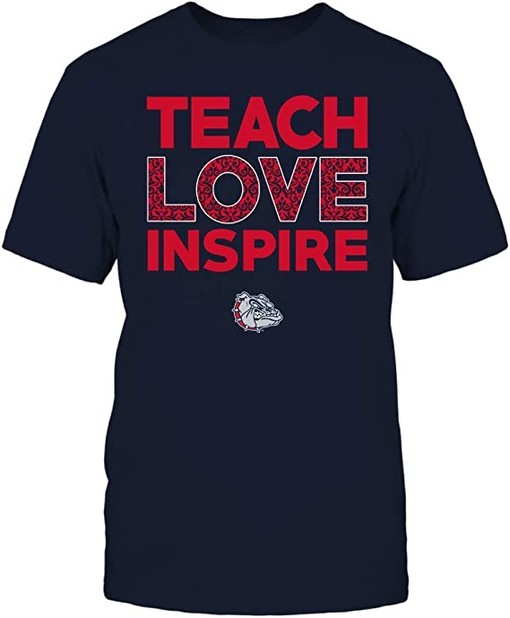 Gonzaga University Bulldogs Vintage Style Shirt with Peace Love Bulldogs Design
