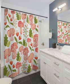 Gothic Boho Mushroom Bathroom Curtain for Midcentury Modern Decor