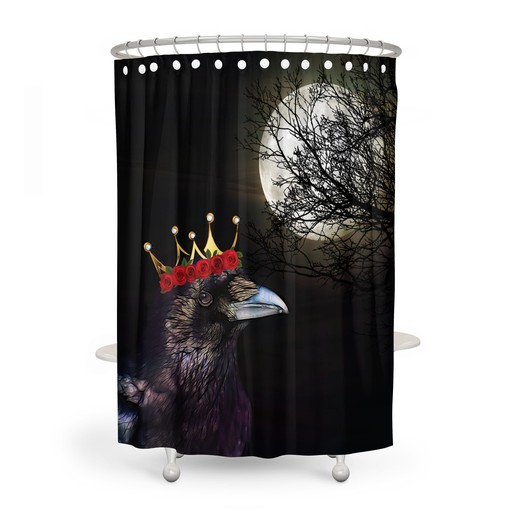 Gothic Crow and Moon Shower Curtain Set - Create a Mysterious and Chic Bathroom Look - Image 3
