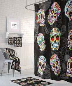 Gothic Day of the Dead Skull Shower Curtain - Bold Gothic Decorative Touch for Your Bathroom