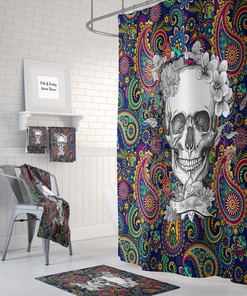 Gothic Day of the Dead Sugar Skull Shower Curtain - Make a Bold Goth Statement in Your Bath Decor