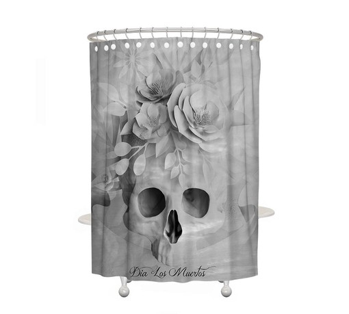 Gothic Gray Skull Shower Curtain - Add Gothic Elegance to Your Bathroom Decor - Image 2