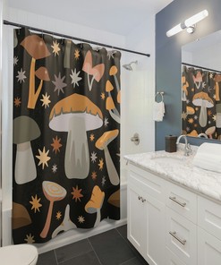 Gothic Midcentury Modern Vintage Mushroom Boho Shower Curtain