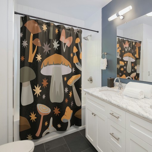 Gothic Midcentury Modern Vintage Mushroom Boho Shower Curtain