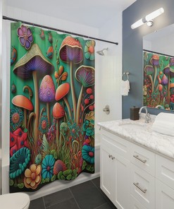 Gothic Midcentury Modern Vintage Mushrooms Shower Curtain
