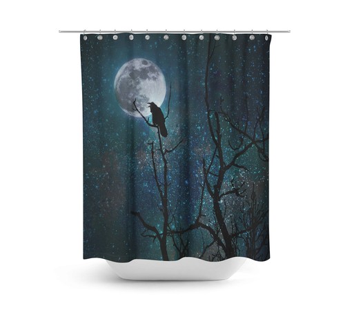 Gothic Raven Crow Shower Curtain Set - Create a Mysterious Bathroom Look - Image 2