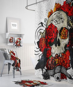 Gothic Skull Shower Curtain with Unique Bathroom Decor for Dark Glamour