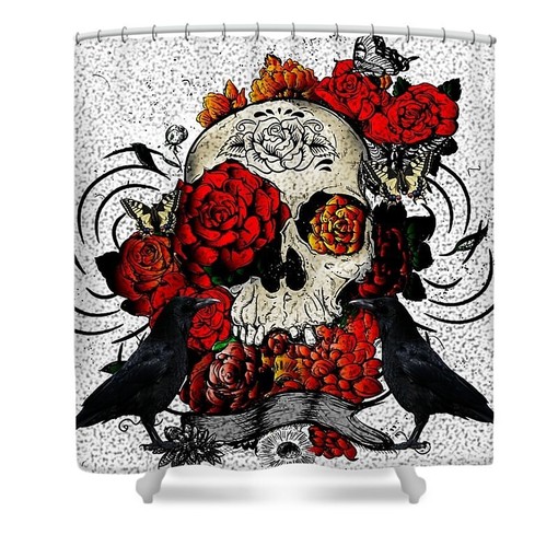 Gothic Skull Shower Curtain with Unique Bathroom Decor for Dark Glamour - Image 2