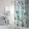 Gothic Teal Floral Sugar Skull Shower Curtain Set - Matching Towels and Mat for Spooky Bathroom Decor