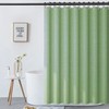 Grass Green Linen-textured Shower Curtain | Extra Heavy Curtain Waterproof | Small Grommets Curtain