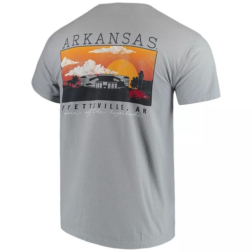 Gray Arkansas Razorbacks Comfort Colors Campus Scenery T-Shirt - Hogs Shirt Gifts for Razorbacks Lovers