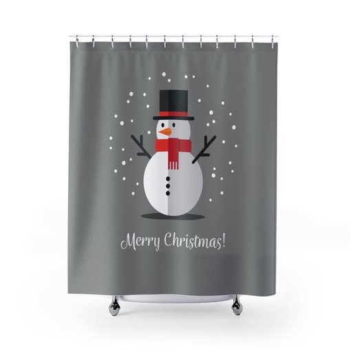 Gray Christmas Holiday Snowman Shower Curtain - Add a Subtle Touch of Festivity