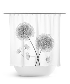Gray Dandelion Shower Curtain - Rustic and Farmhouse Style for Bathroom Decor