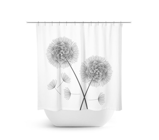 Gray Dandelion Shower Curtain - Rustic and Farmhouse Style for Bathroom Decor