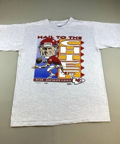 Gray Kansas City Chiefs Vintage Style Joe Montana T-Shirt NFL Sweatshirt T-shirt - Ideal Gift for Football Fans