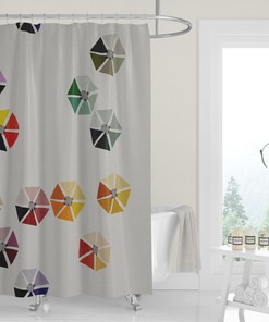 Gray Linen Print Modern Lifestyle Umbrella Cutouts Shower Curtain