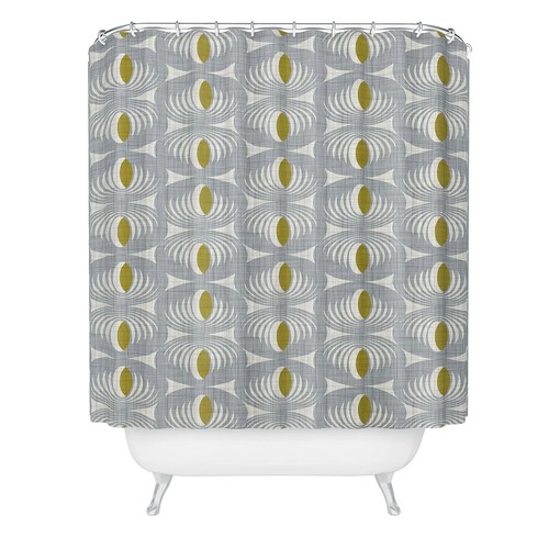 Gray Mid Century Modern Shower Curtain | Retro Geometric Bath Curtain | Best Shower Curtains - Image 2