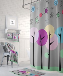 Gray Mid Century Modern Shower Curtain: Sleek and Modern Bathroom Upgrade