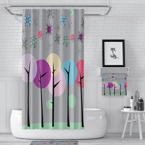 Gray Mid Century Modern Shower Curtain: Sleek and Modern Bathroom Upgrade - Image 2