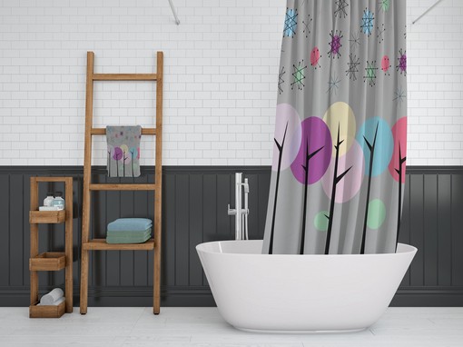 Gray Mid Century Modern Shower Curtain: Sleek and Modern Bathroom Upgrade - Image 3