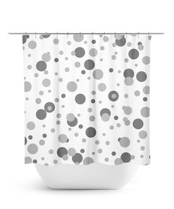 Gray Polka Dot Shower Curtain, Geometric Bath Curtain, Minimalist Fabric Bathroom Decor