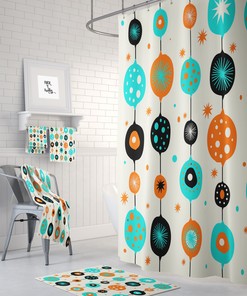 Great Bathroom Decor Idea Mid Century Modern Optional Theme Shower Curtain