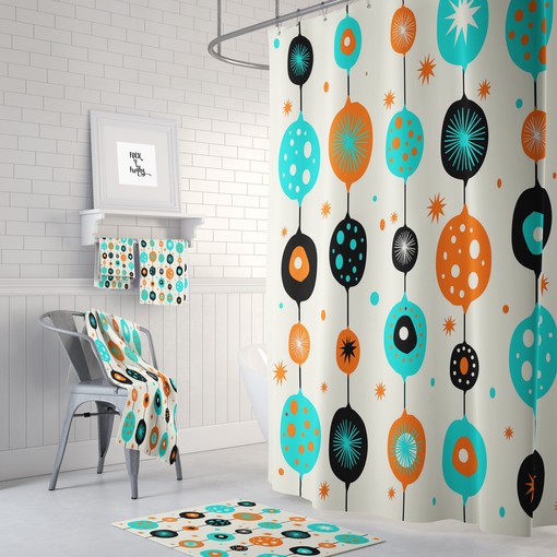 Great Bathroom Decor Idea Mid Century Modern Optional Theme Shower Curtain