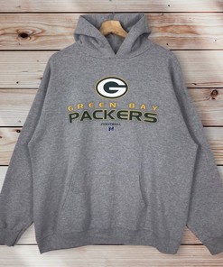 Green Bay Packers 90s Vintage Style Hoodie Pullover Sweatshirt - NFL Nutmeg