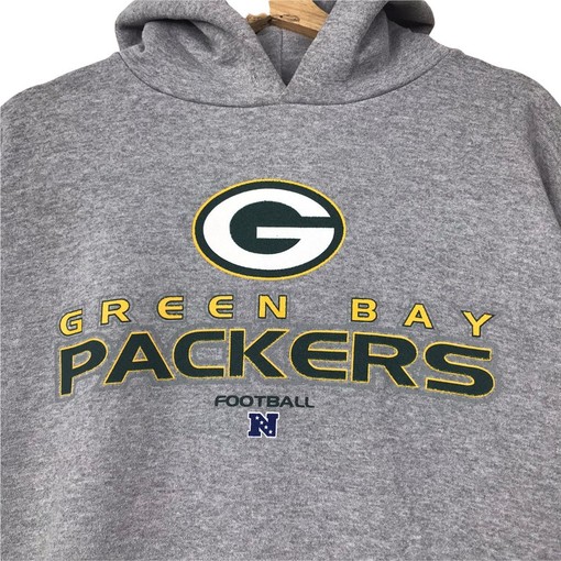 Green Bay Packers 90s Vintage Style Hoodie Pullover Sweatshirt - NFL Nutmeg - Image 2