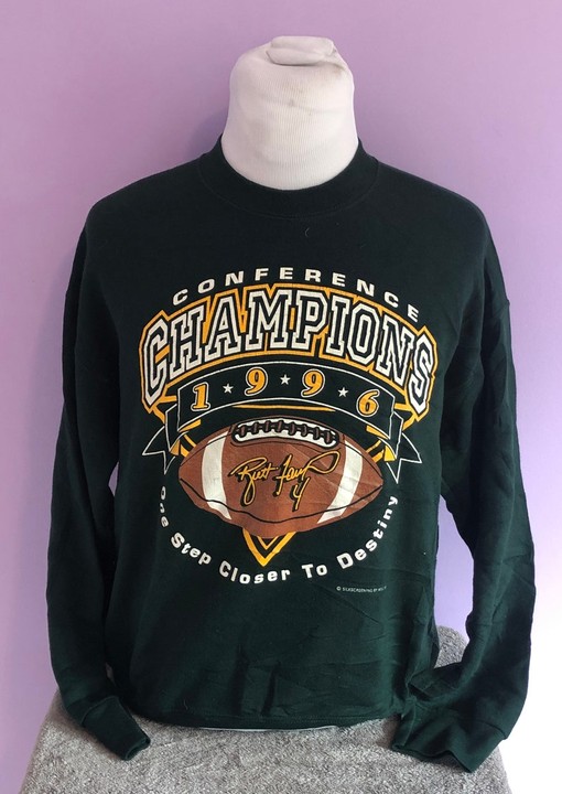 Green Bay Packers Brett Favre #4 NFL Football 1996 Conference Champions Sweatshirt, NCAA Shirts for Men