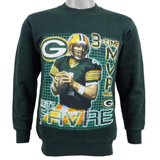 Green Bay Packers Brett Favre Crew Neck Sweatshirt with 3-Time MVP - Vintage Unisex American Football Shirt Gift