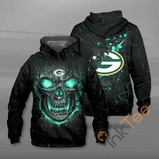 Green Bay Packers Lava Skull All-Over Print 3D Hoodie for Men and Women
