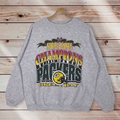 Green Bay Packers Vintage Style Crew Neck Sweatshirt Sweater Pullover, NFL