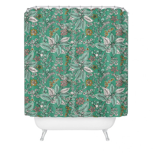 Green Botanical Boho Shower Curtain, Tranquil Touch to Your Bathroom Decor, Fabric Bath Curtain - Image 2