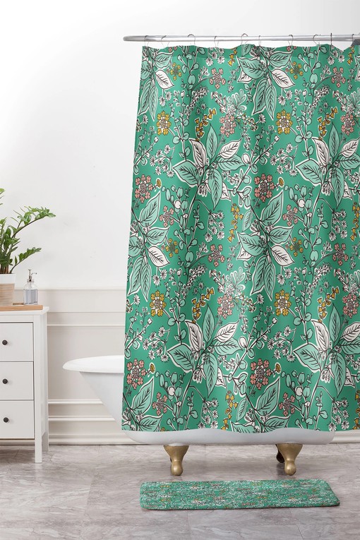 Green Botanical Boho Shower Curtain, Tranquil Touch to Your Bathroom Decor, Fabric Bath Curtain - Image 3