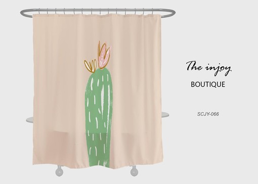 Green Cactus Print Shower Curtain, Extra Thick Curtains with Hooks, Customizable Size for Cute Bathroom Accessory