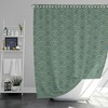 Green Coastal Beach Wave Shower Curtain Set | Japanese Classic Fabric | House Gift