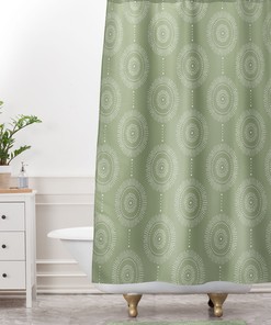 Green Geometric Boho Shower Curtain, Nature Inspired Bath Curtain, Perfect for Boho Bathroom Decor