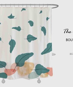 Green Leave Shower Curtain for Bathroom, Abstract Plant & Nature Waterproof Bath Decor, Custom Sizes Available