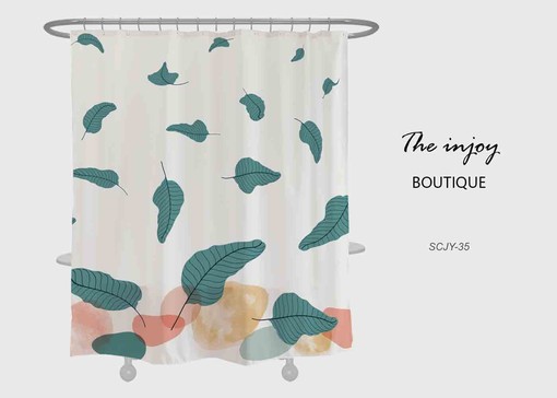 Green Leave Shower Curtain for Bathroom, Abstract Plant & Nature Waterproof Bath Decor, Custom Sizes Available