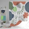 Green Leaves Boho Shower Curtain, Bohemian Abstract Retro Fabric, Unique Home Bathroom Decor Accessory