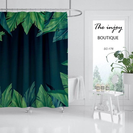 Green Leaves Boho Shower Curtain for Bathroom Decoration - Image 2