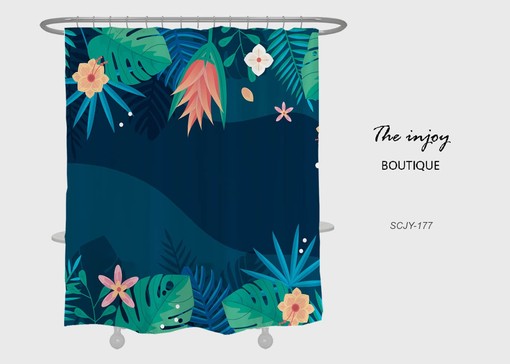 Green Leaves Flowers Shower Curtain for Boho Bathroom Decor, Perfect for Nature-Inspired Boho Style